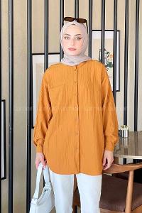 Lamelif Kraşlı Gömlek Hardal Sarısı