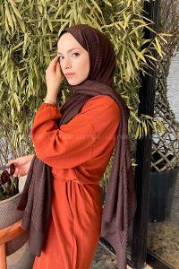 Lamelif Kibrit Desen Jakar Şal Acı Kahve