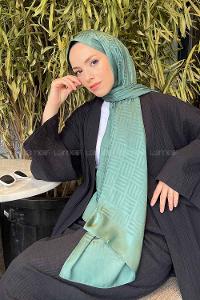 Lamelif Kibrit Desen Jakar Şal Çağla Yeşili