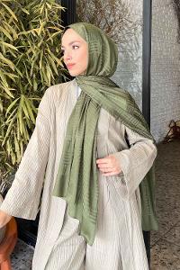 Lamelif Kibrit Desen Jakar Şal Haki