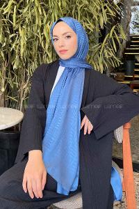 Lamelif Kibrit Desen Jakar Şal İndigo