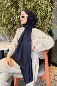 Lamelif Kibrit Desen Jakar Şal Lacivert