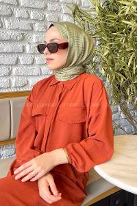 Lamelif Kibrit Desen Jakar Şal Mint Yeşili