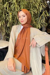 Lamelif Kibrit Desen Jakar Şal Sütlü Kahve