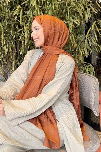 Lamelif Kibrit Desen Jakar Şal Sütlü Kahve