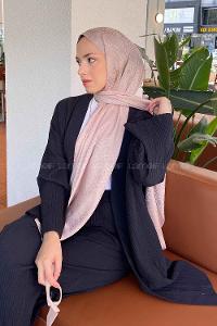 Lamelif Porto Desen Jakar Şal Vizon