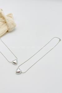 Lamelif Gümüş Zincir Gümüş Kalp Tasarım Kolye