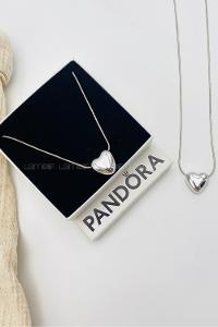 Lamelif Gümüş Zincir Gümüş Kalp Tasarım Kolye