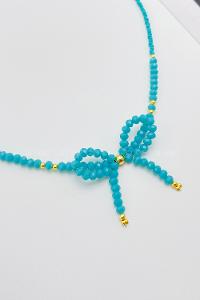 Lamelif Mavi Boncuklu Kurdele Kolye