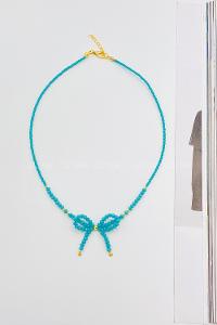 Lamelif Mavi Boncuklu Kurdele Kolye