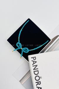 Lamelif Mavi Boncuklu Kurdele Kolye