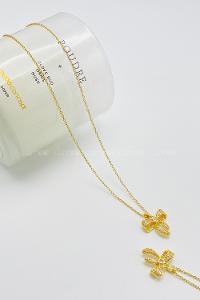 Lamelif Gold 925 Ayar Paslanmaz Çelik Minik Kurdele Kolye