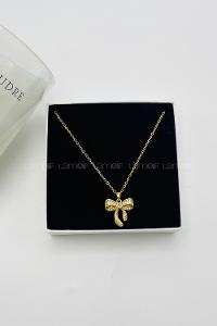 Lamelif Gold 925 Ayar Paslanmaz Çelik Minik Kurdele Kolye