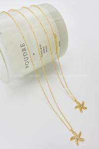 Lamelif Gold Kristal Taşlı Yıldız Zirkon Kolye