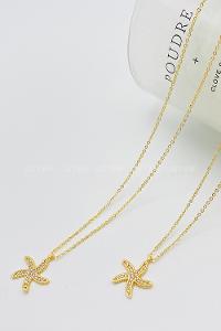 Lamelif Gold Kristal Taşlı Yıldız Zirkon Kolye