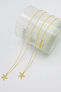 Lamelif Gold Kristal Taşlı Yıldız Zirkon Kolye