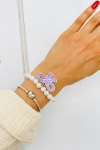 Lamelif İncili Mor Kurdele Charmlı Bileklik