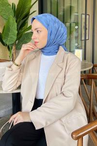 Denim Blue Viscose Fabric Printed Scarf