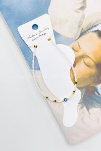 Lamelif Beyaz Boncuklu Cam Nazar Halhal