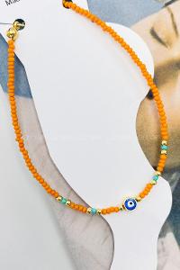 Lamelif Turuncu Boncuklu Cam Nazar Halhal