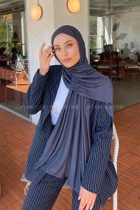 Anthracite Combed Fabric Straight Shawl