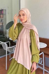 Lamelif Koyu Bej Penye Şal