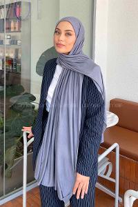 Lamelif Koyu Gri Penye Şal