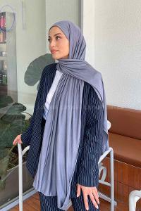 Lamelif Koyu Gri Penye Şal