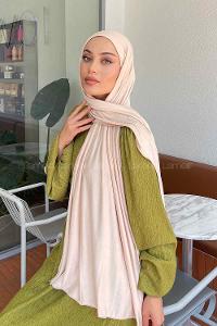 Beige Combed Fabric Straight Shawl