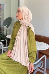 Beige Combed Fabric Straight Shawl