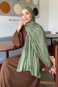 Army Green Combed Fabric Straight Shawl