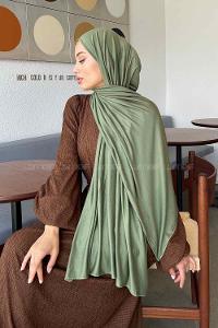 Army Green Combed Fabric Straight Shawl