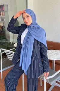 Lamelif Gök Mavi Penye Şal