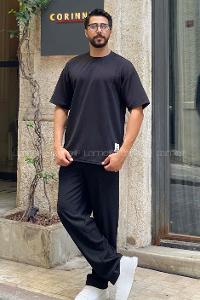 Lamelif Basic Regular Fit Bisiklet Yaka Tişört Siyah