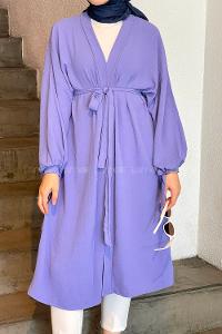 Lilac Bat Sleeve Arm Without Accessories Viscose Fabric Straight Kimono