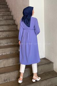 Lilac Bat Sleeve Arm Without Accessories Viscose Fabric Straight Kimono