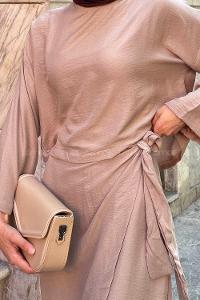 Lamelif Anvelop Etek Tesettür Takım Vizonrengi