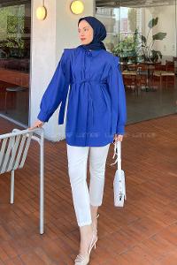 Saxe Shirt Collar Long Arm Cotton Poplin Fabric Shirt