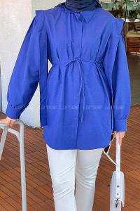 Saxe Shirt Collar Long Arm Cotton Poplin Fabric Shirt