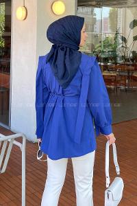 Saxe Shirt Collar Long Arm Cotton Poplin Fabric Shirt