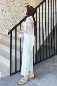 Cream Normal Neck Linen Unprinted Overalls