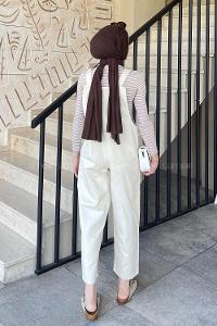 Cream Normal Neck Linen Unprinted Overalls