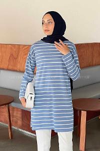 Dark Blue Crew Neck Tunic