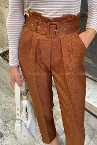 Bitter Brown Cotton Fabric High Waist Comfortable Pants