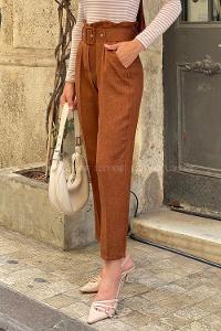 Bitter Brown Cotton Fabric High Waist Comfortable Pants