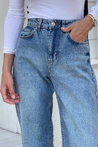 Lamelif Kesik Paça Straight Jean Kar Yıkama