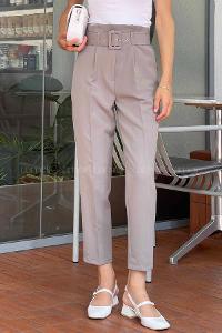 Smoked Cotton Fabric High Waist Comfortable Pants