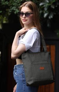 Lamelif Üç Gözlü Kanvas Antony Çanta Haki