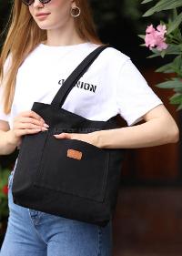 Lamelif Üç Gözlü Kanvas Antony Çanta Siyah