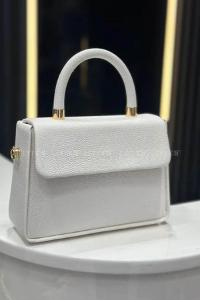 Lamelif Gold Detaylı Kare Kadın Çanta Gri